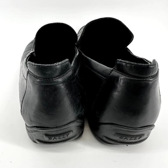 Bally Roquat Logo Plaque Loafers Slip On Almond Toe Classic Leather Black US 12 main image 5